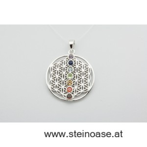 Anhänger Chakra & Lebensblume, 925Silber